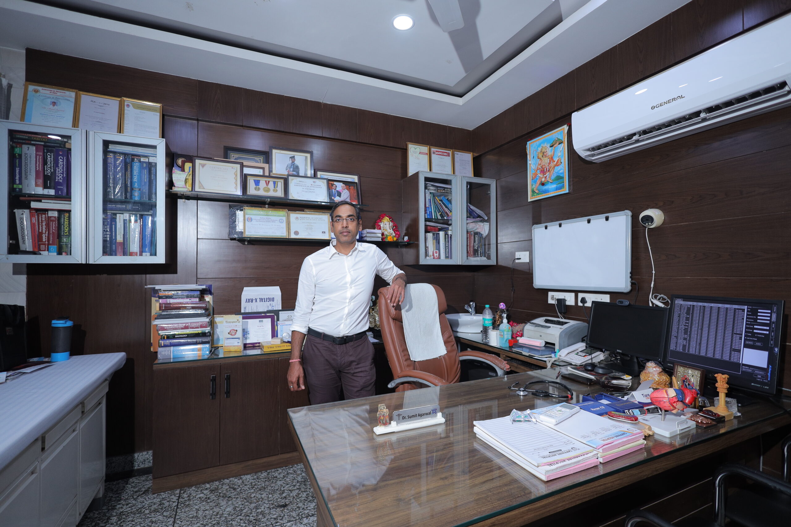 Dr. Sumit Agarwal in his cabin at Sapphire Hospital Agra